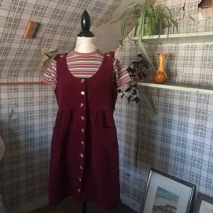 Maroon Corduroy Dress w Brandy Melville shirt